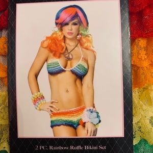 Leg Avenue Rainbow Ruffle Bikini NWT never worn